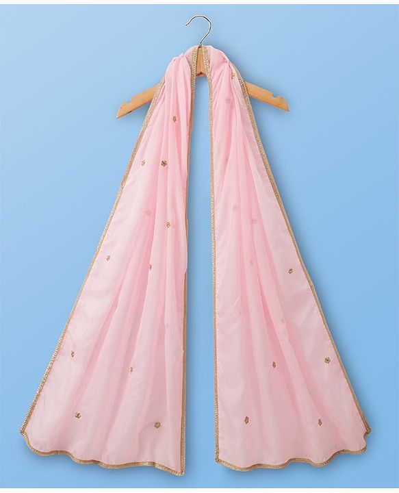 Pine Kids Woven Sleeveless Kurti Chudidar Set with Dupatta & Embroidery - Pink
