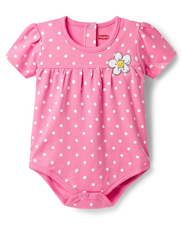 Babyhug 100% Cotton Knit Half Sleeves Onesies with Lemon Floral & Polka Dots Print Pack of 3 - Multicolor