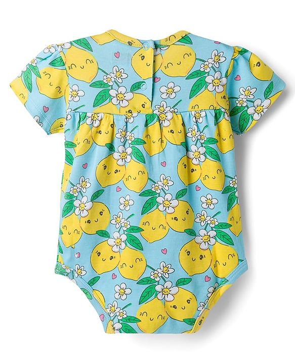 Babyhug 100% Cotton Knit Half Sleeves Onesies with Lemon Floral & Polka Dots Print Pack of 3 - Multicolor