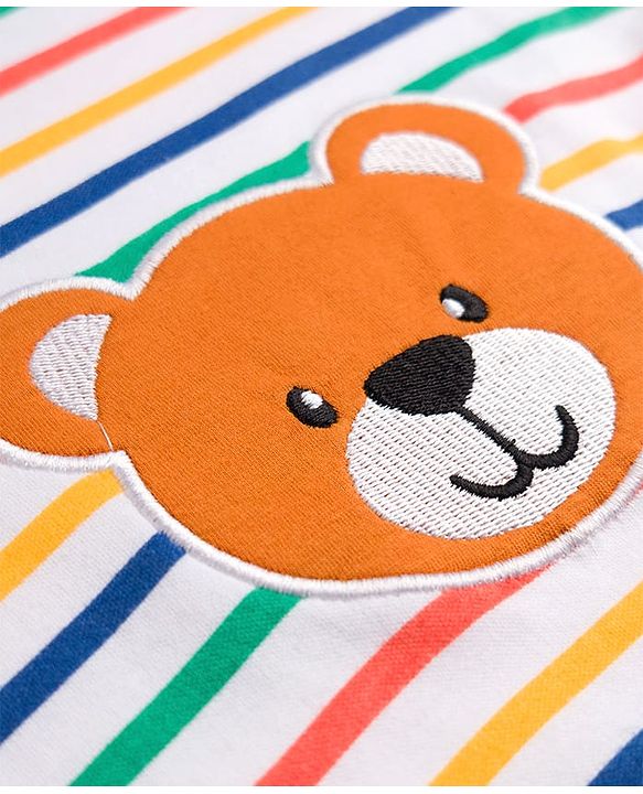 Babyhug 100% Cotton Knit Half Raglan Sleeves Onesie With Teddy Bear Print - Green