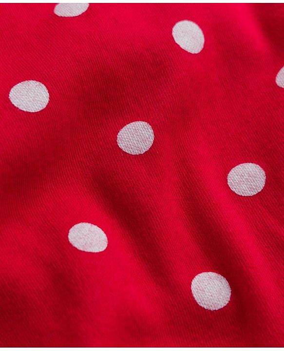 Babyhug 100% Cotton Knit Half Sleeves Onesie with Hairband & Polka Dot Print - Red