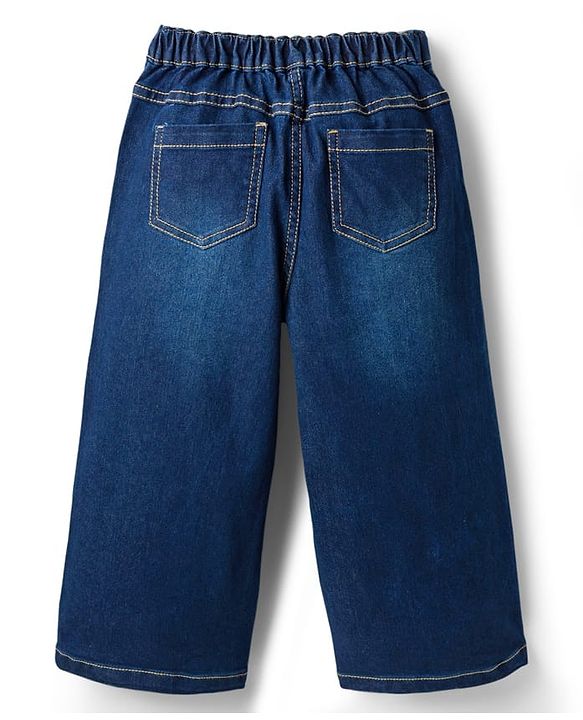 Babyhug Full Length Washed Denim Jeans With Stretch - Navy Blue