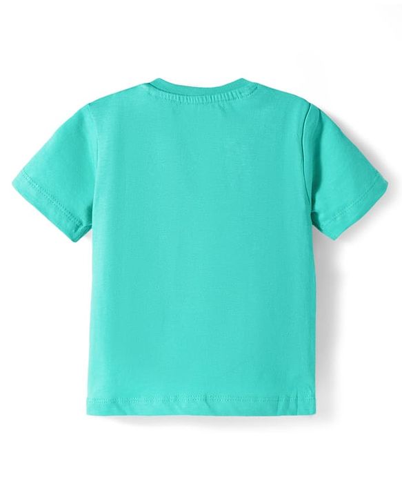 Babyhug Disney Cotton Knit Half Sleeves T-Shirt & Dungaree with Mickey Mouse Graphic - Blue