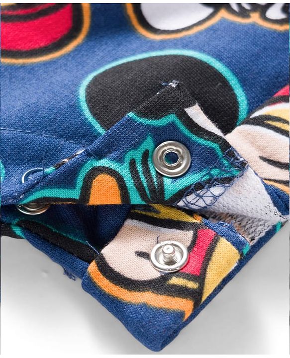 Babyhug Disney Cotton Knit Half Sleeves T-Shirt & Dungaree with Mickey Mouse Graphic - Blue