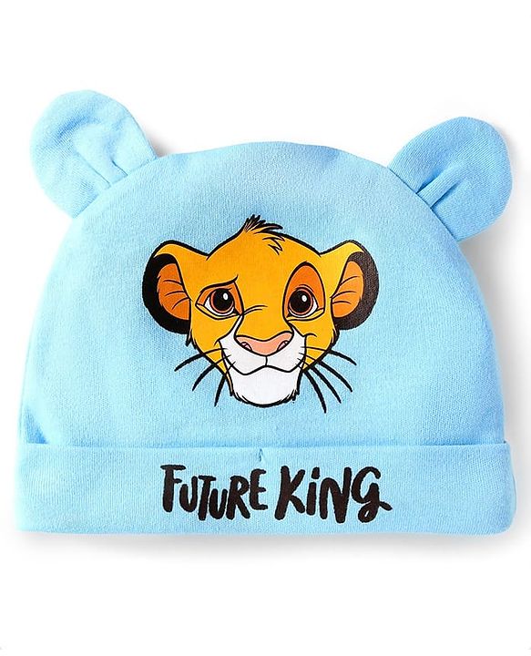 Babyhug Disney Interlock Knit Full Sleeves Onesie with Cap Mittens & Booties Lion King Graphic - Blue