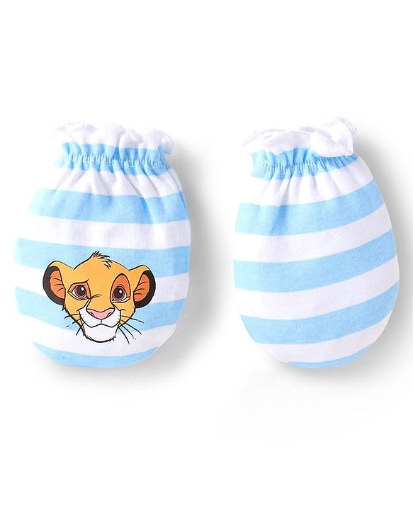 Babyhug Disney Interlock Knit Full Sleeves Onesie with Cap Mittens & Booties Lion King Graphic - Blue