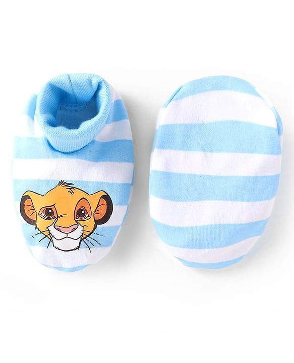 Babyhug Disney Interlock Knit Full Sleeves Onesie with Cap Mittens & Booties Lion King Graphic - Blue