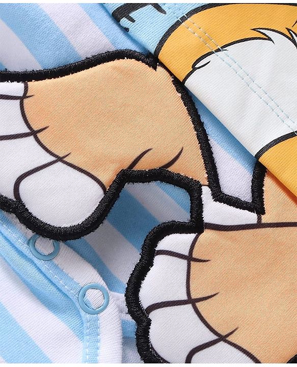 Babyhug Disney Interlock Knit Full Sleeves Onesie with Cap Mittens & Booties Lion King Graphic - Blue