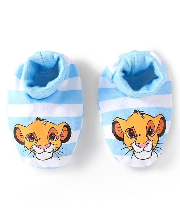 Babyhug Disney Interlock Knit Full Sleeves Onesie with Cap Mittens & Booties Lion King Graphic - Blue