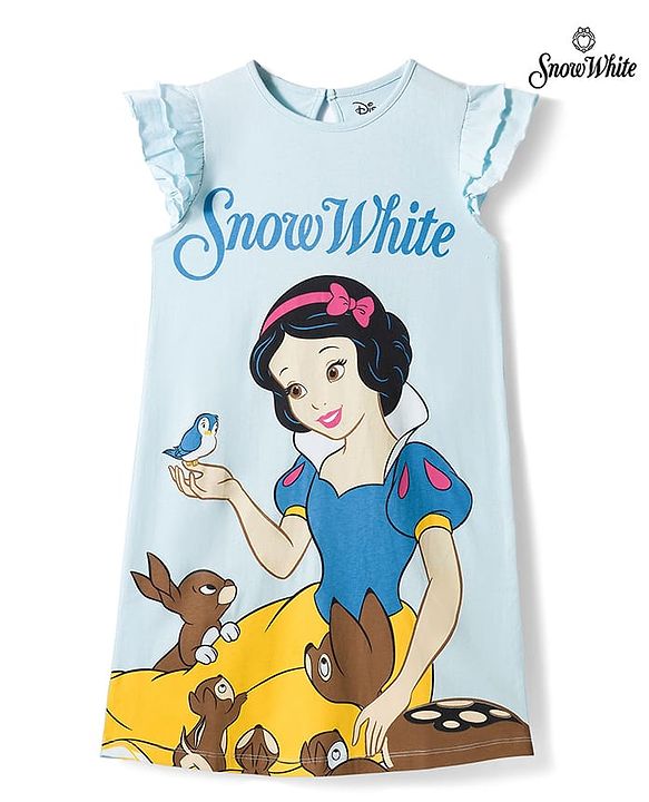 Pine Kids Disney Single Jersey Knit Frill Sleeves Night With Disney Princess Graphics - Light Blue
