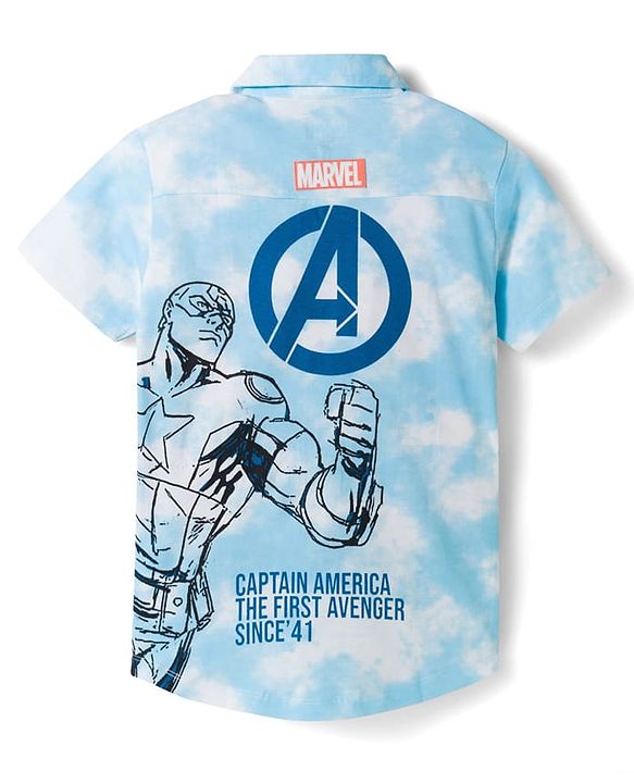 Pine Kids Marvel 100% Cotton Knit Half Sleeves Shirt With Front & Back Avengers Graphics-Multicolour