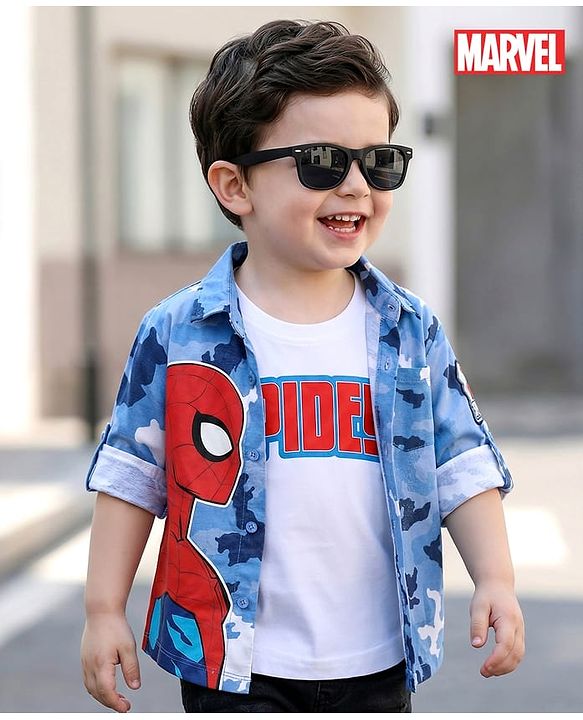 Babyhug Marvel 100% Cotton Knit Full Sleeves Shirt & Sleeveless Tank T-Shirt With Spider Man Graphics - Multicolour