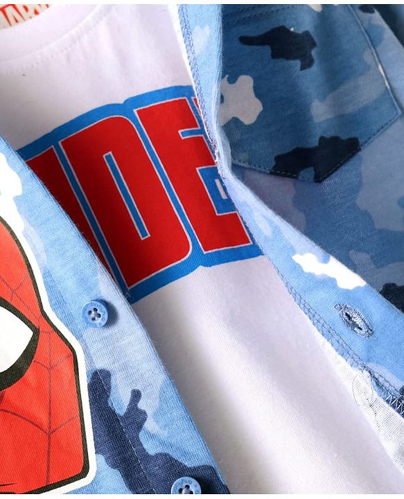 Babyhug Marvel 100% Cotton Knit Full Sleeves Shirt & Sleeveless Tank T-Shirt With Spider Man Graphics - Multicolour