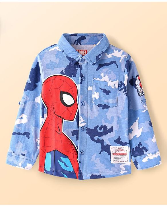 Babyhug Marvel 100% Cotton Knit Full Sleeves Shirt & Sleeveless Tank T-Shirt With Spider Man Graphics - Multicolour