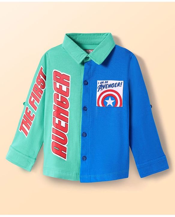Babyhug Marvel 100% Cotton Knit Full Sleeves Shirt & T-Shirt With Avengers Graphics - Multicolour