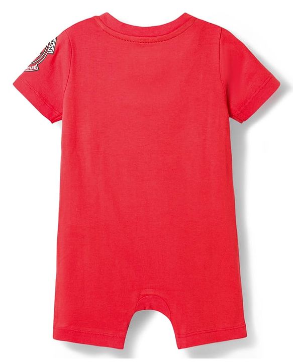 Babyhug Marvel 100% Cotton Knit Half Sleeves Romper With Spider Man Graphic & Cap - Red