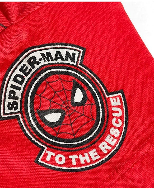 Babyhug Marvel 100% Cotton Knit Half Sleeves Romper With Spider Man Graphic & Cap - Red