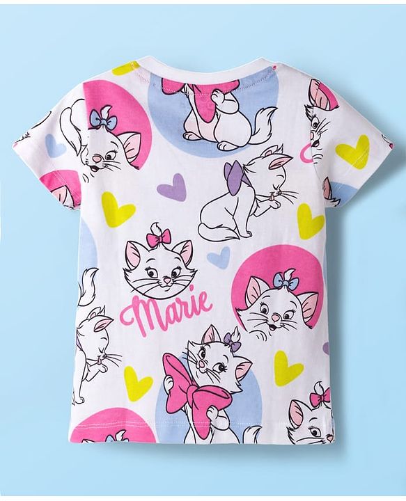 Babyhug Disney Single Jersey knit Half Sleeves T-Shirts with Marie Graphic Pack of 3 - Multicolor