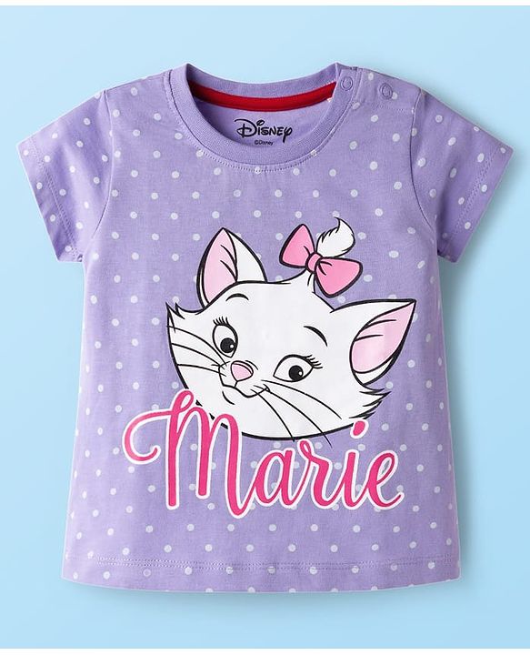 Babyhug Disney Single Jersey knit Half Sleeves T-Shirts with Marie Graphic Pack of 3 - Multicolor