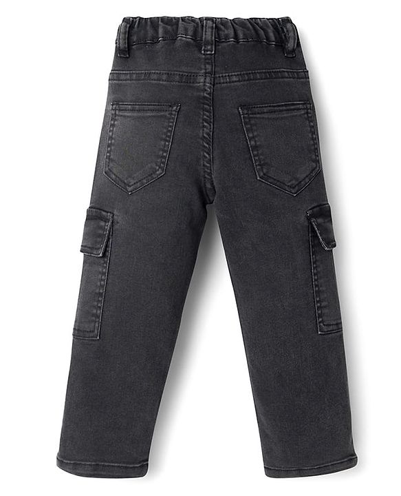 Babyhug Full Length Solid Color Denim Jeans with Stretch - Black