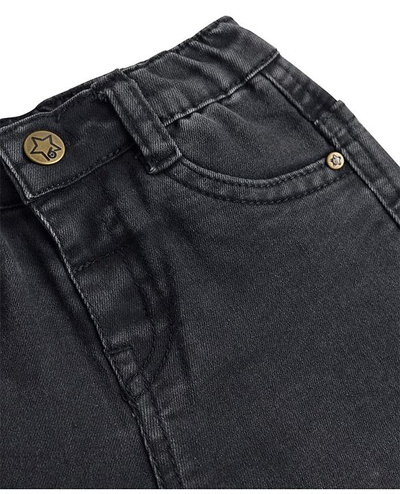 Babyhug Full Length Solid Color Denim Jeans with Stretch - Black