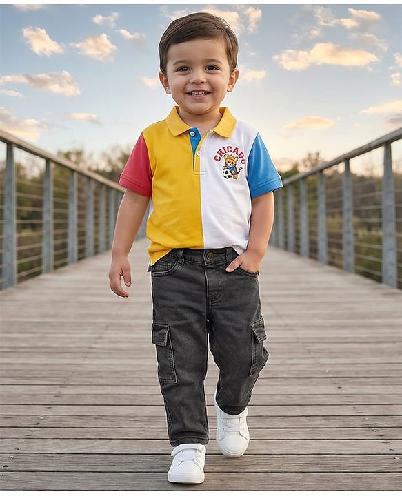 Babyhug Full Length Solid Color Denim Jeans with Stretch - Black