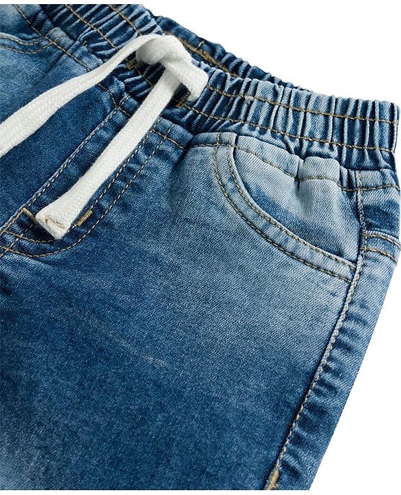Babyhug Full Length Washed Denim Jeans With Stretch - Blue