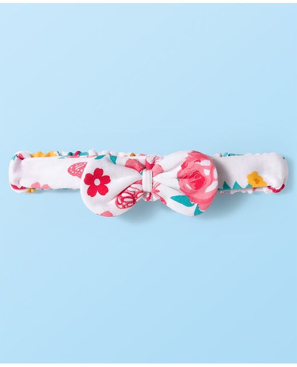 Babyhug 100% Cotton Interlock Knit Frill Sleeves Romper With Floral Print Pack Of 2 - Red & White