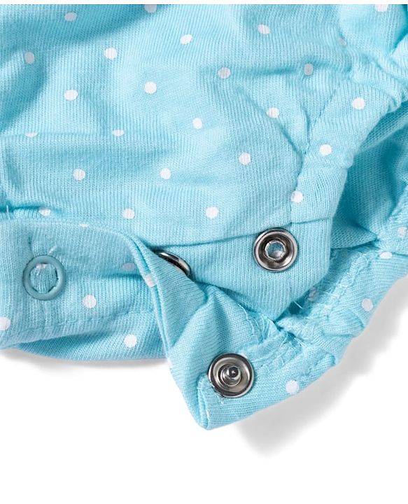 Babyhug 100% Cotton Knit Polka Dot Printed Onesie with Half Sleeves Inner Tee & Hairband - Light Blue