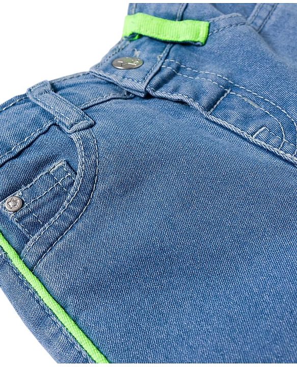 Babyhug Denim Full Length Washed Jeans With Stretch - Blue