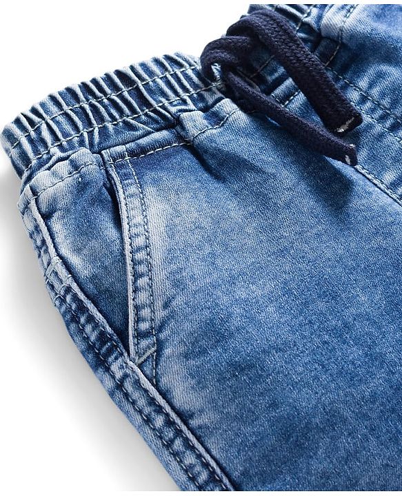 Babyhug Denim Full Length Washed Jeans With Stretch - Blue