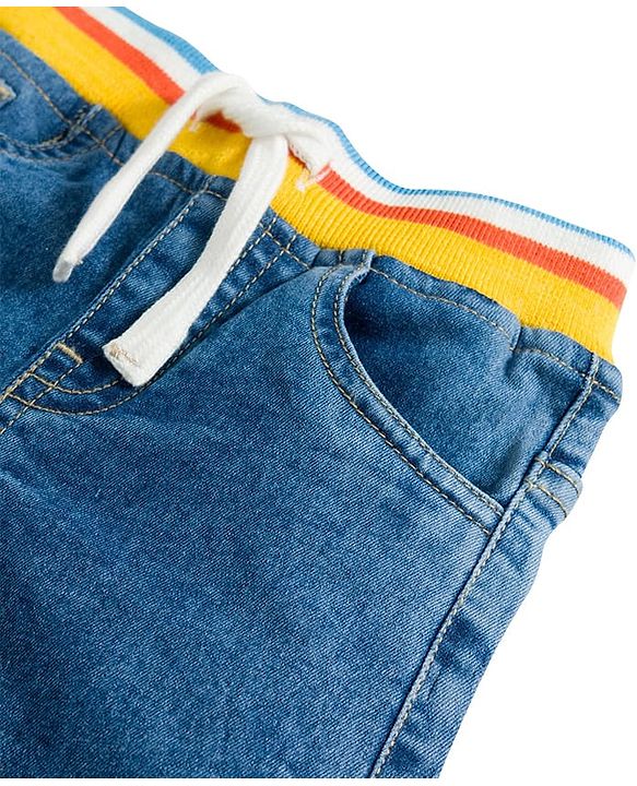 Babyhug Denim Full Length Solid Jeans with Stretch - Blue