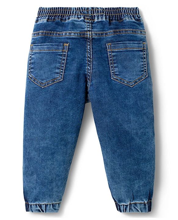 Babyhug Full Length Washed Denim Jeans with Stretch - Blue