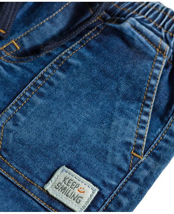 Babyhug Full Length Washed Denim Jeans with Stretch - Blue