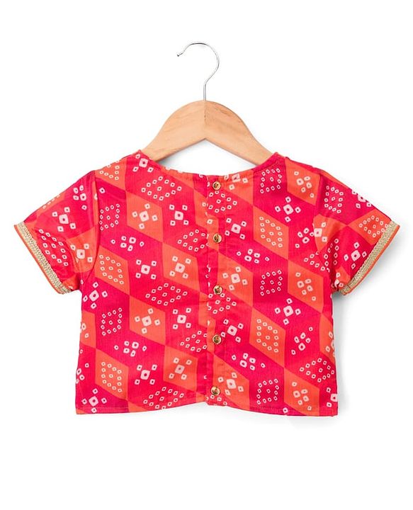 Pine Kids Woven Half Sleeves Printed Choli Lehenga Set with Dupatta - Multicolor