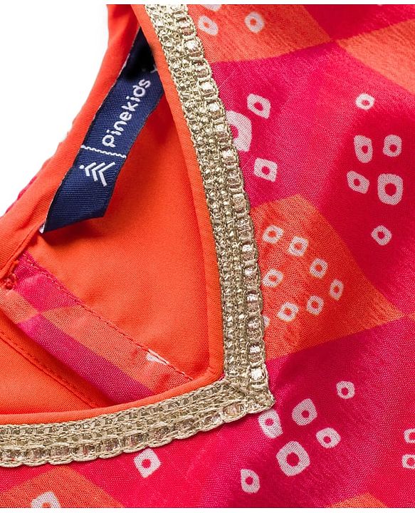 Pine Kids Woven Half Sleeves Printed Choli Lehenga Set with Dupatta - Multicolor