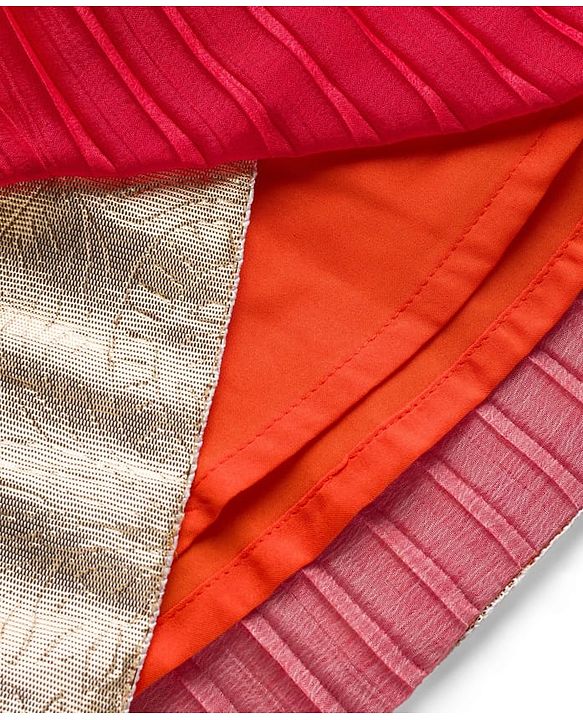 Pine Kids Woven Half Sleeves Printed Choli Lehenga Set with Dupatta - Multicolor