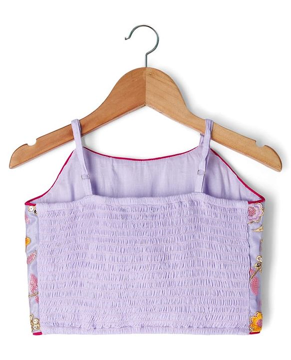 Pine Kids Woven Sleeveless Choli Lehenga Set with Dupatta Embroidery & Sequin Detailing - Lilac