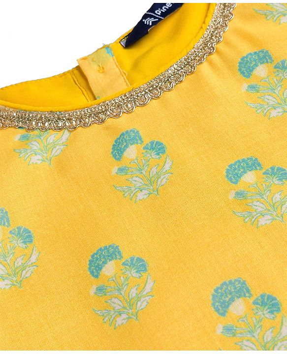 Pine Kids Woven Sleeveless Lehenga Choli Set With Floral Print & Dupatta - White