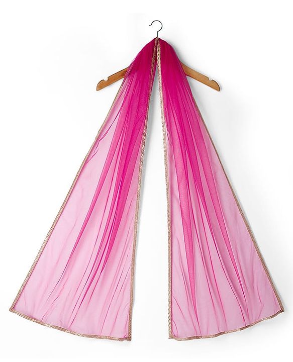 Pine Kids Viscose Woven Sleeveless Choli Lehenga Set with Dupatta & Floral Embroidery - Light Green & Dark Pink