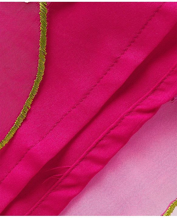 Pine Kids Viscose Woven Sleeveless Choli Lehenga Set with Dupatta & Floral Embroidery - Light Green & Dark Pink