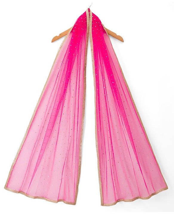 Pine Kids Woven Sleeveless Choli Lehenga Set Dupatta Floral Sequin Detailing - Dark Pink