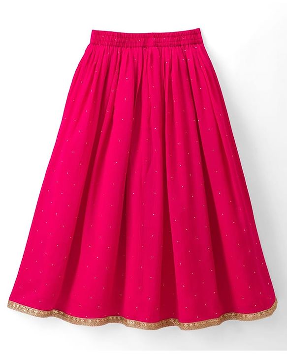 Pine Kids Woven Sleeveless Choli Lehenga Set Dupatta Floral Sequin Detailing - Dark Pink