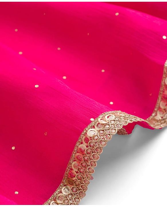 Pine Kids Woven Sleeveless Choli Lehenga Set Dupatta Floral Sequin Detailing - Dark Pink