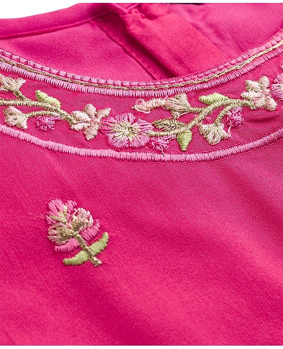 Pine Kids Woven Half Sleeves Floral Printed & Embroidered Choli Lehenga Set with Dupatta - Pink