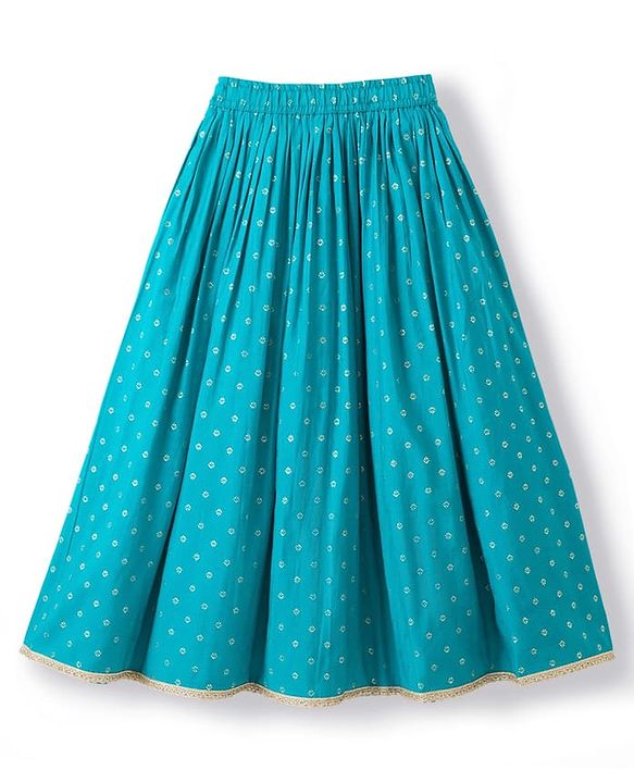 Pine Kids Woven Sleeveless Lehenga Choli Set With Sequin Detailing & Dupatta - Teal Blue