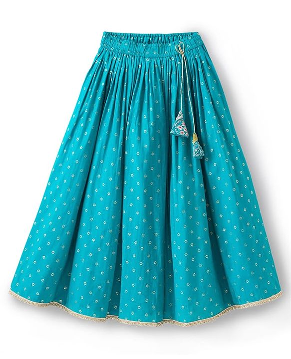 Pine Kids Woven Sleeveless Lehenga Choli Set With Sequin Detailing & Dupatta - Teal Blue