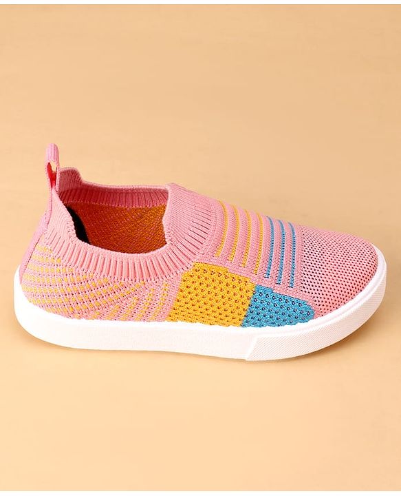 Cute Walk by Babyhug Slip On Casual Shoes with Striped Design  - Pink
