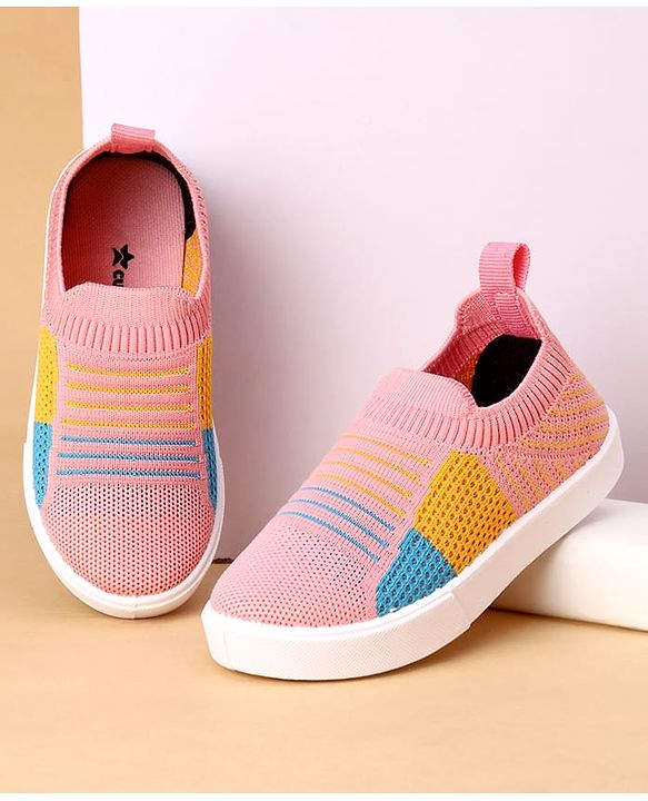 Cute Walk by Babyhug Slip On Casual Shoes with Striped Design  - Pink