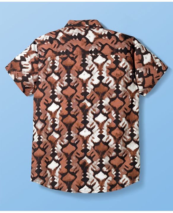 Pine Kids Woven Half Sleeves Printed Shirt With Inner Tee - Multicolor